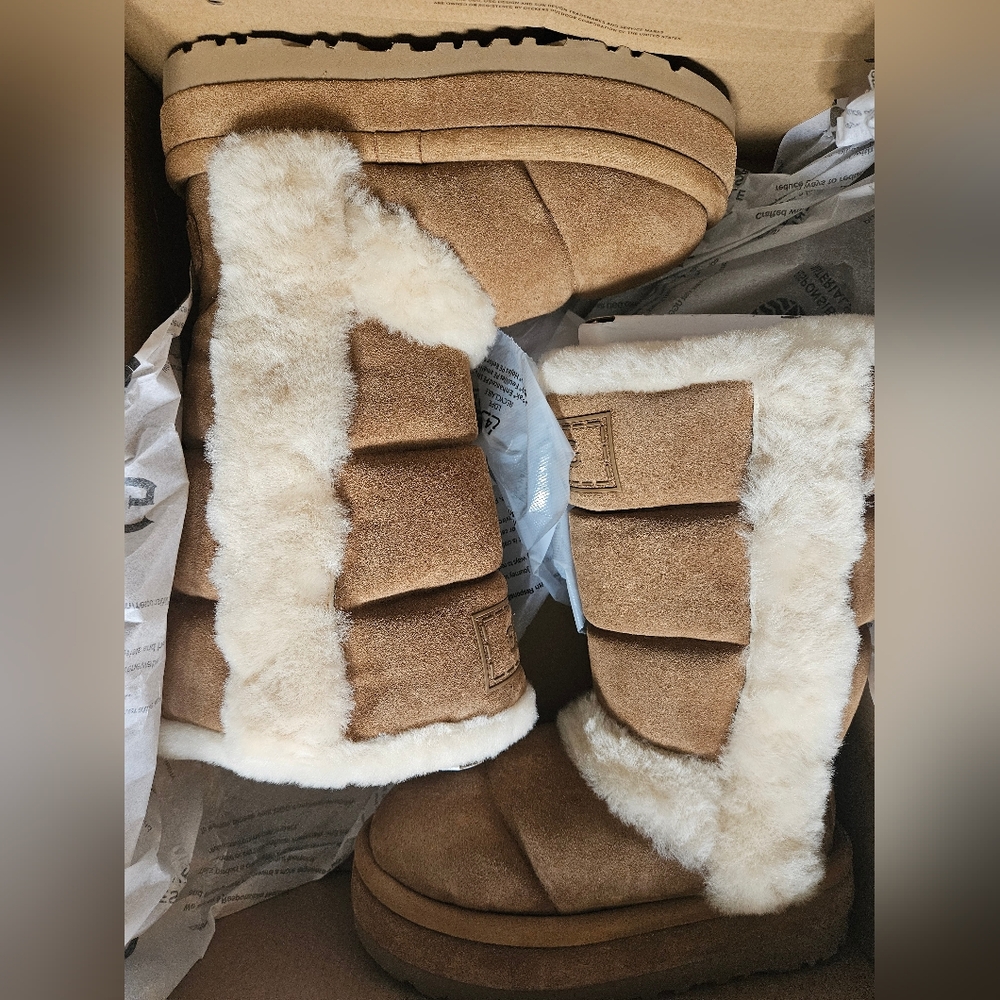 UGG CLASSIC CHILLAPEAK TALL CHESTNUT SUEDE BOOTS‎ NIB 7